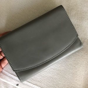 Skagen leather compact flap wallet, light ash